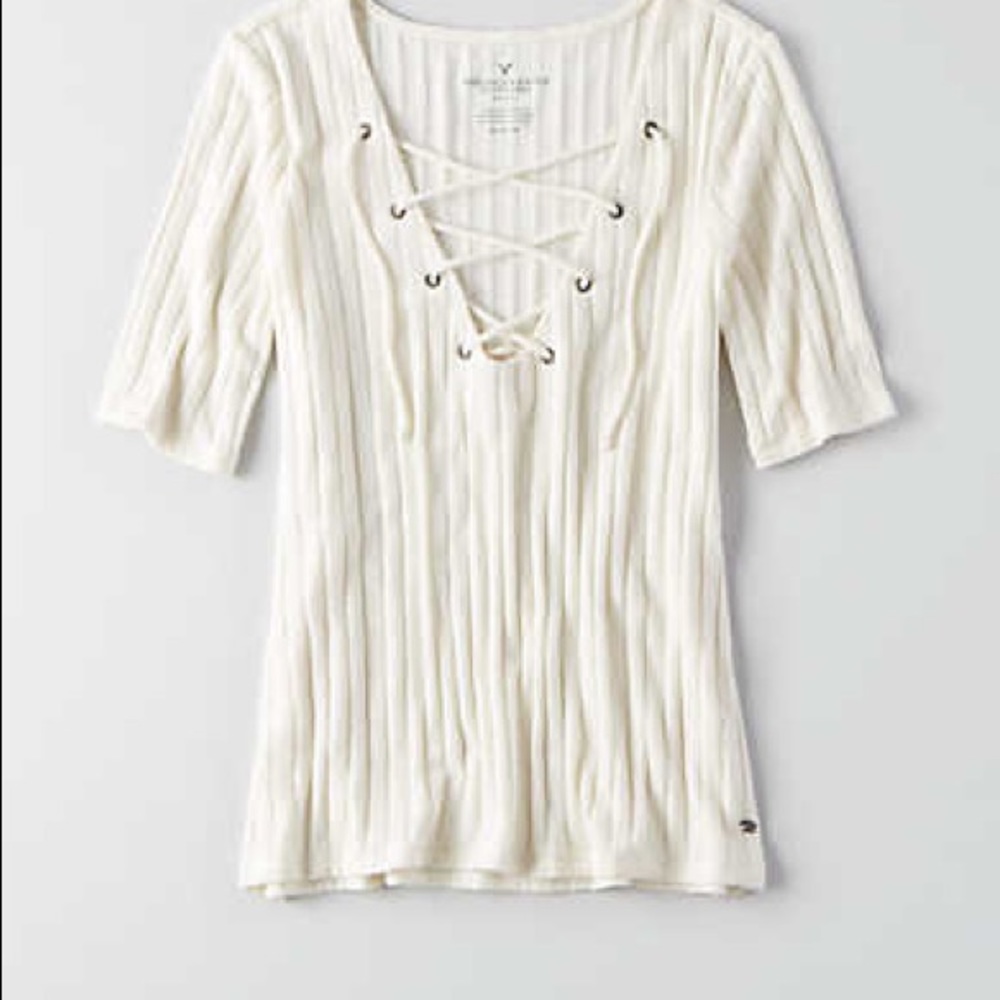 American Eagle lace up top